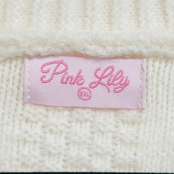 Pink Lily Floral Embroidered Button Up Bohemian Cardigan Cream Size 2X - Picture 6 of 9